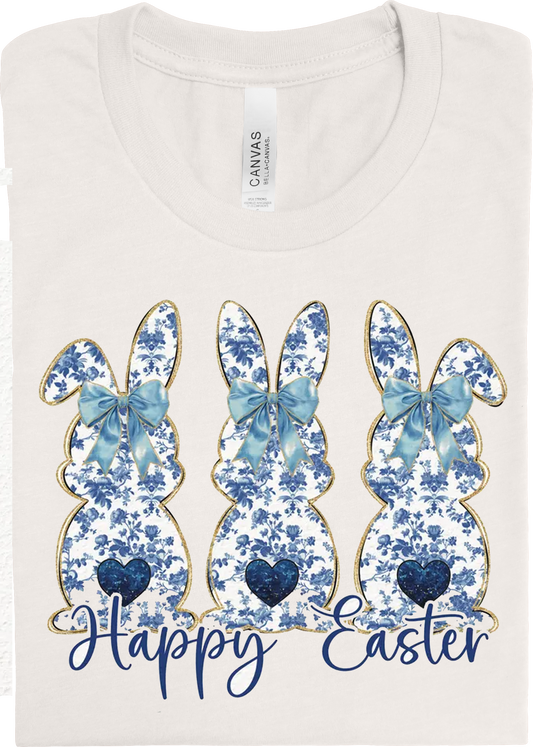 Easter Blue Floral Chinoiserie Bunny